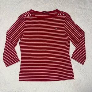 Ralph Lauren Petite Red Striped Top Size L
